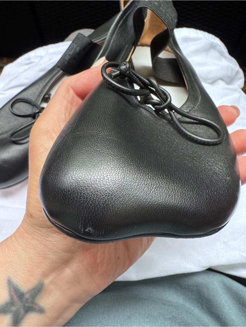 MM6 Maison Martin Margiela Black anatomic Leather Ballet Flats - Picture 3 of 3